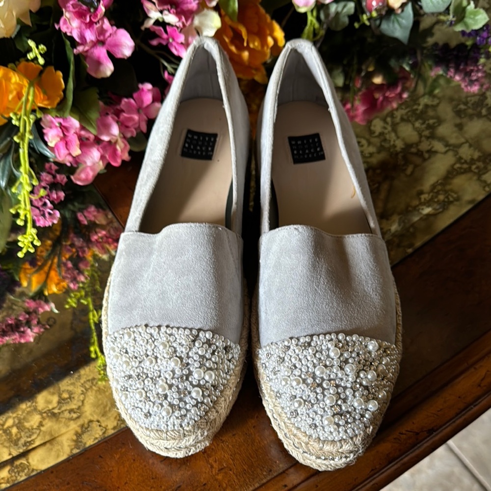 White House Black Market Gray Espadrilles with Elegant Design